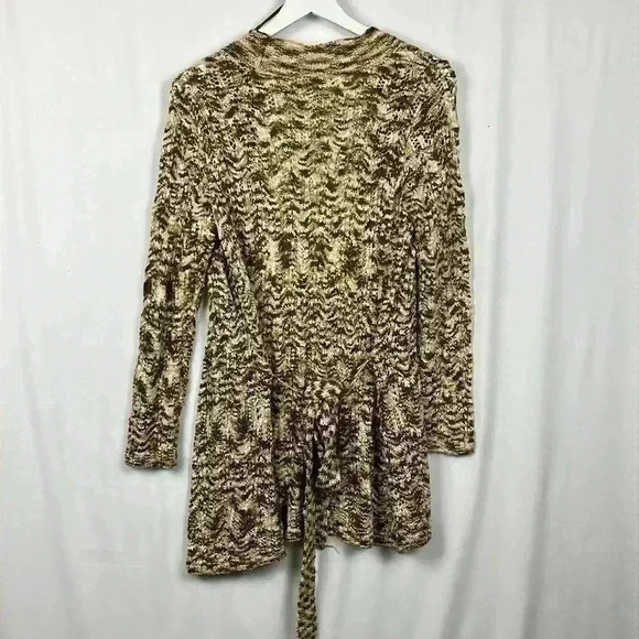 JH Collectibles Open Cardigan Long Loose Knit Brown & White Weave Belt Size S - Picture 8 of 10